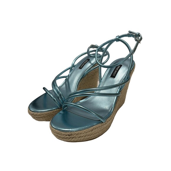 NINE WEST Womens Blue 1-1/2" Platform Hipsta Open Wedge Espadrille Shoes 9 M - Picture 2 of 9